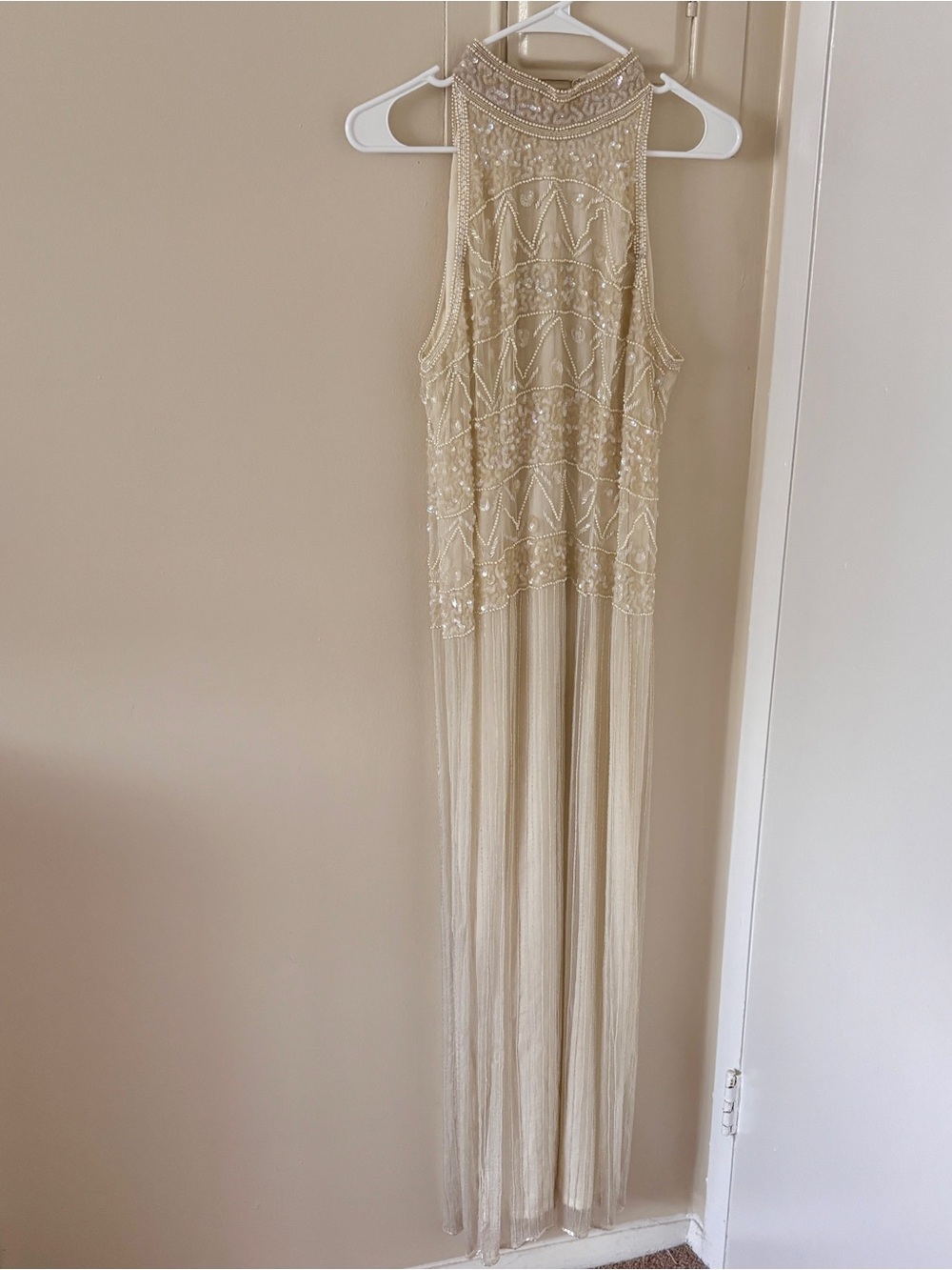 Vintage Ivory Beaded & Sequin Formal Dress - Picture 2 of 13